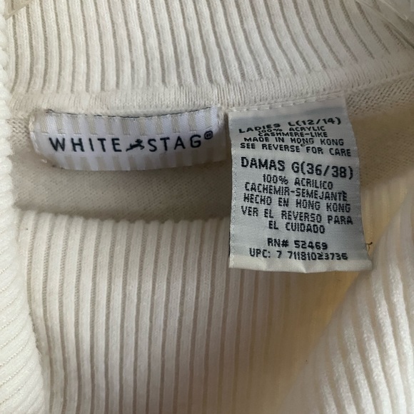 Vintage Mockneck Turtleneck Sweater Cream Acrylic Cashmere Like Cowl Size 12/14 - Picture 5 of 8